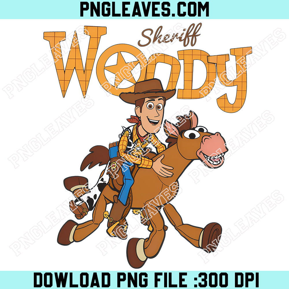 Disney Sheriff Woody Cowboy and Bullseye PNG, Retro Toy Story Disneyland WDW Matching Family PNG
