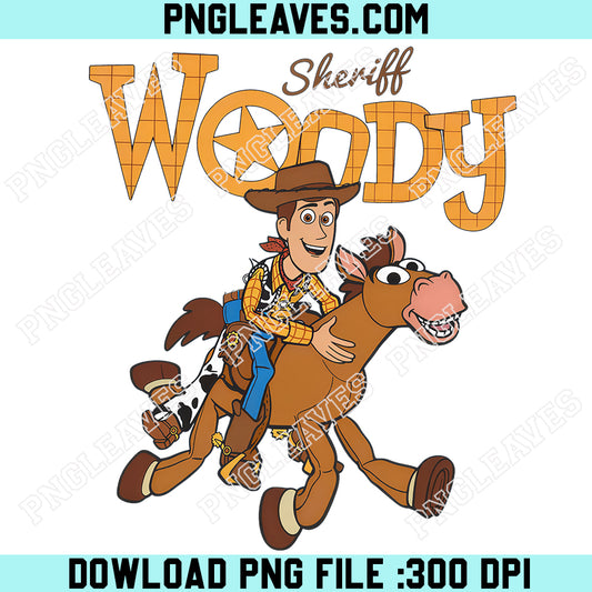 Disney Sheriff Woody Cowboy and Bullseye PNG, Retro Toy Story Disneyland WDW Matching Family PNG