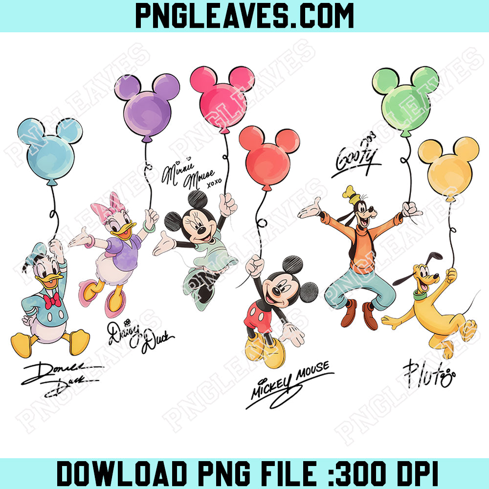 578 Retro Disney Mickey Co Balloon PNG, Disney Mickey And Friends PNG, Mickey Balloon Family PNG