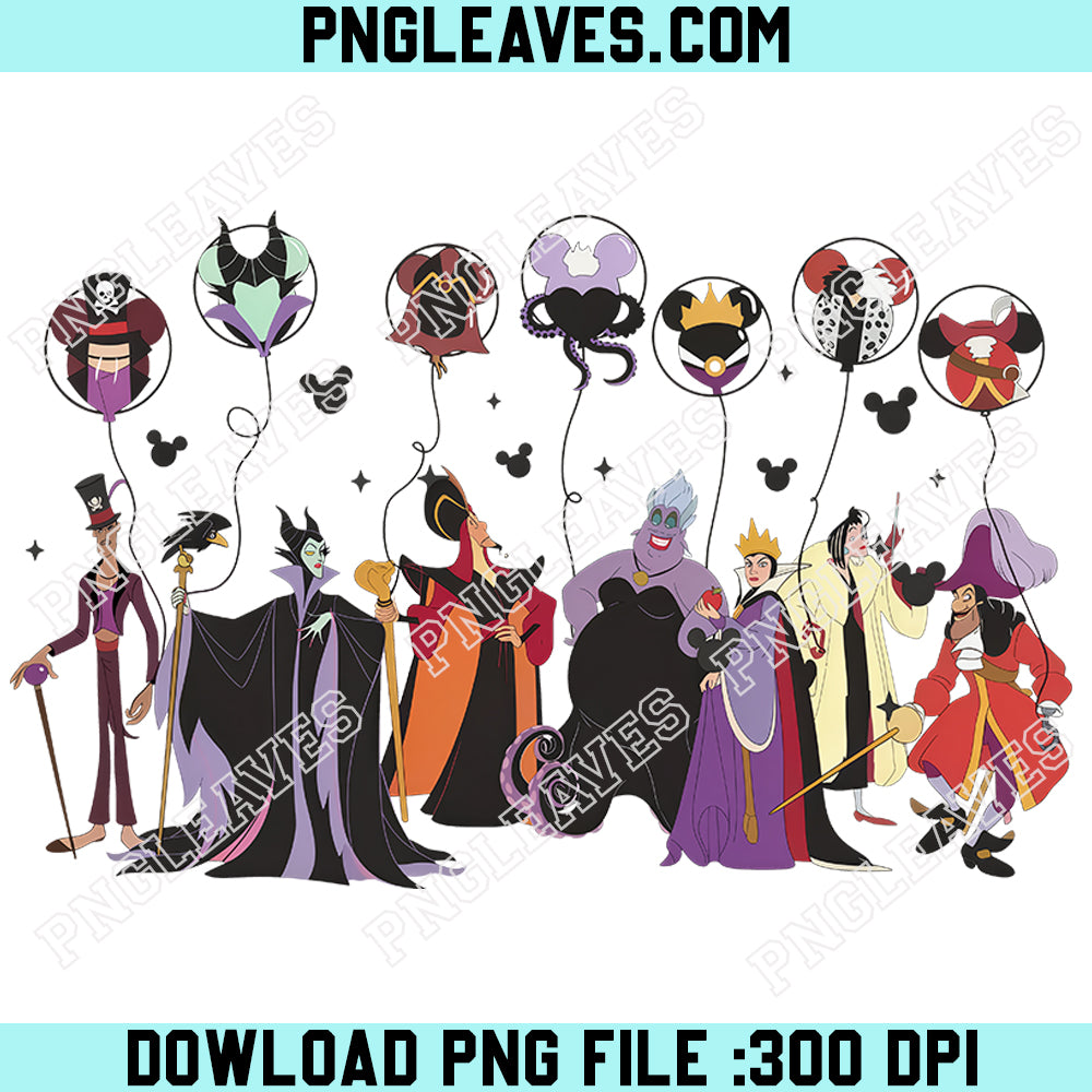 Vintage Disney Villians PNG, Bad Witches Villains PNG, Maleficent Evil Queen Ursula Cruella PNG
