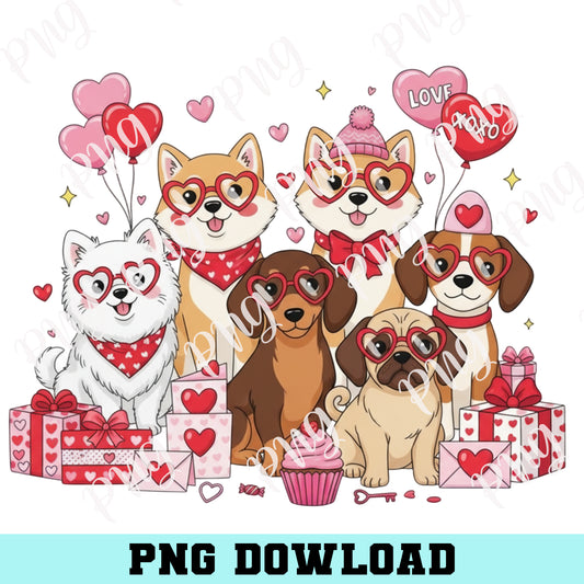Dogs Vibes Png, Glitter Valentine Png, Valentine Png, Brushstroke Valentine PNG