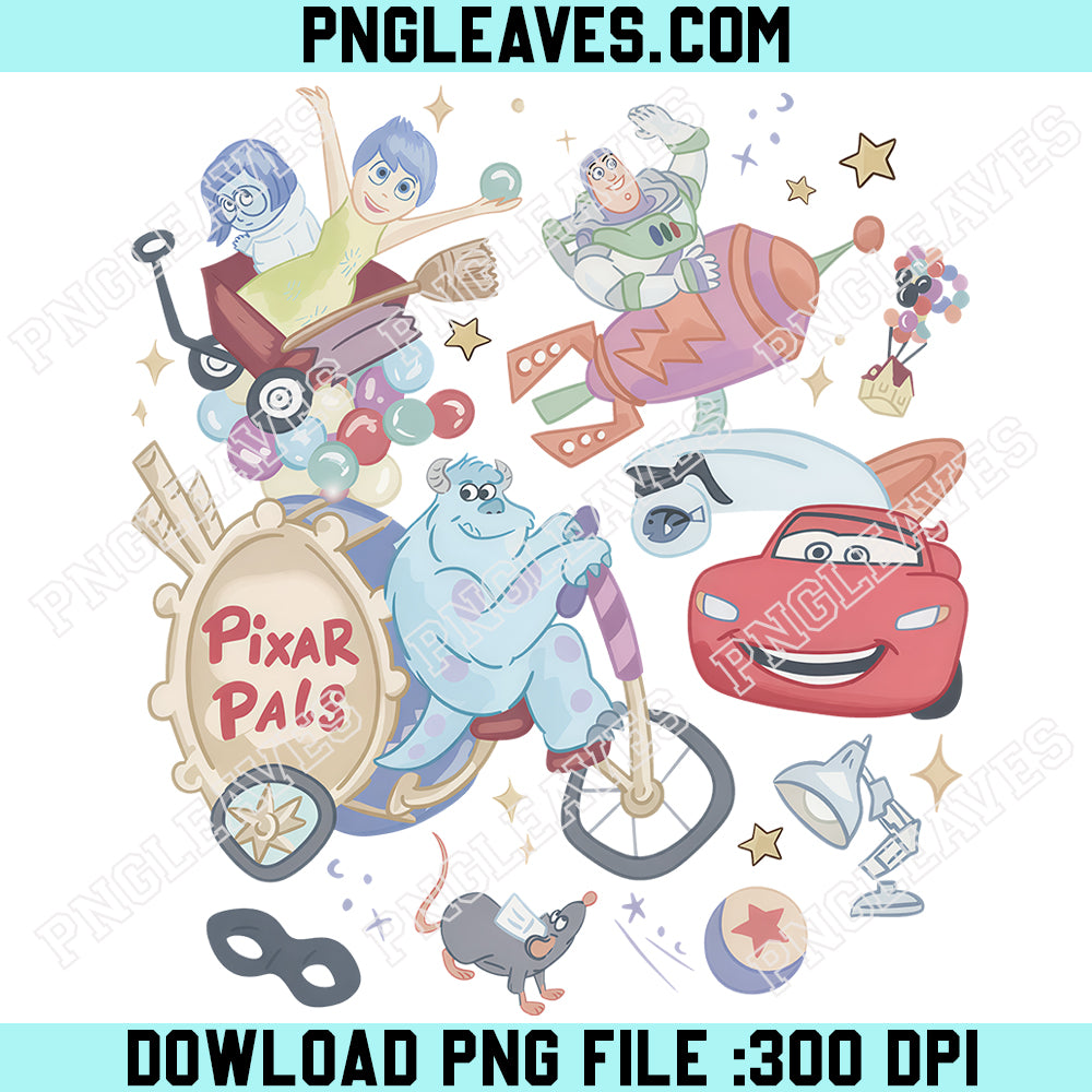 Disney Pixar Pals PNG, Girly Disneyland Pi.ar Pier Cars Lightning McQueen PNG, Toy Story Inside Out Disney Girl Trip PNG