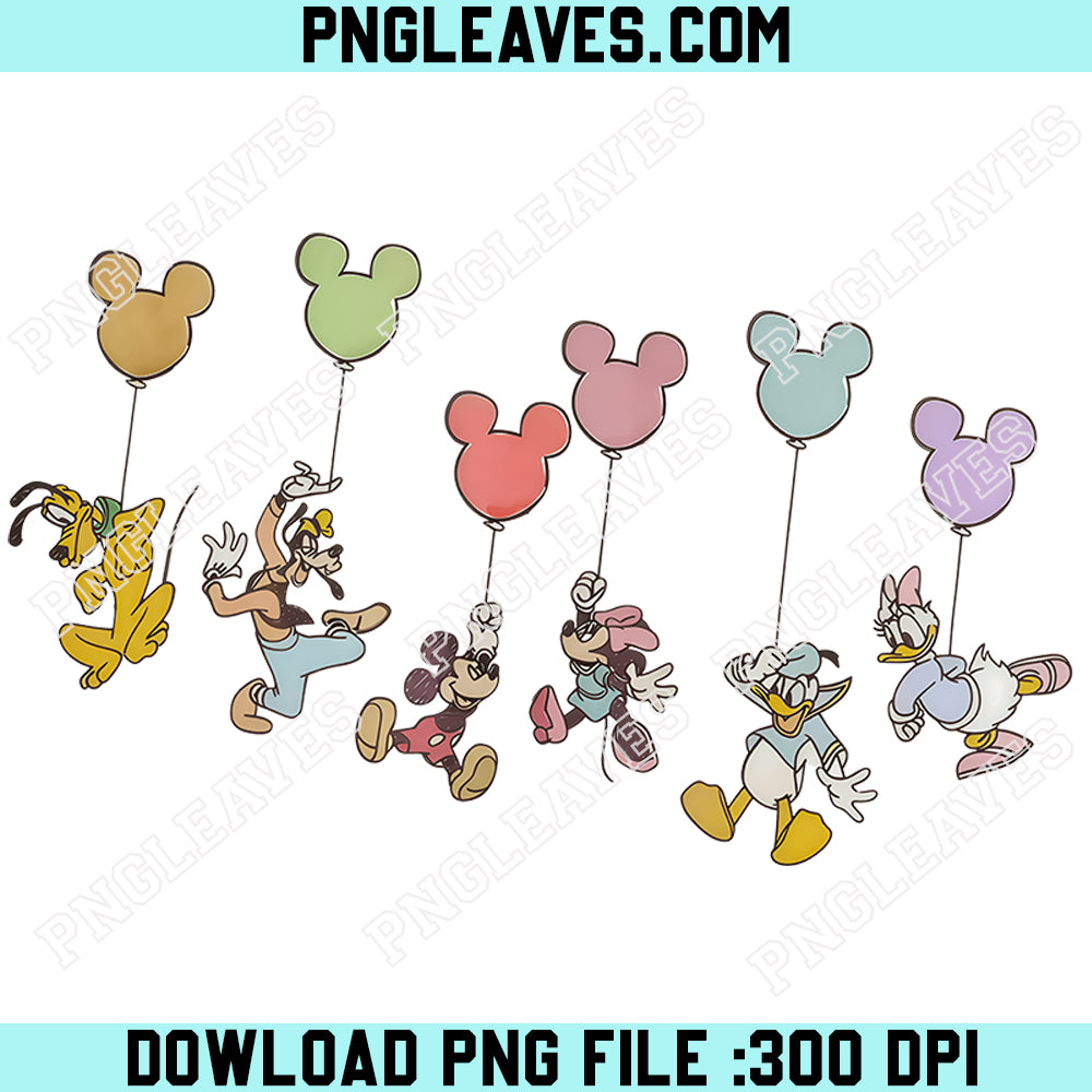 Retro Disney Mickey And Co Balloon PNG, Disney Mickey And Friends Comfort Color PNG, Disney Vacation PNG