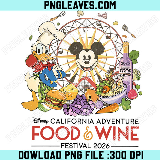 All Characters Disney California Adventure Food Wine Festival PNG, Mickey And Friends Disneyland Family Group PNG