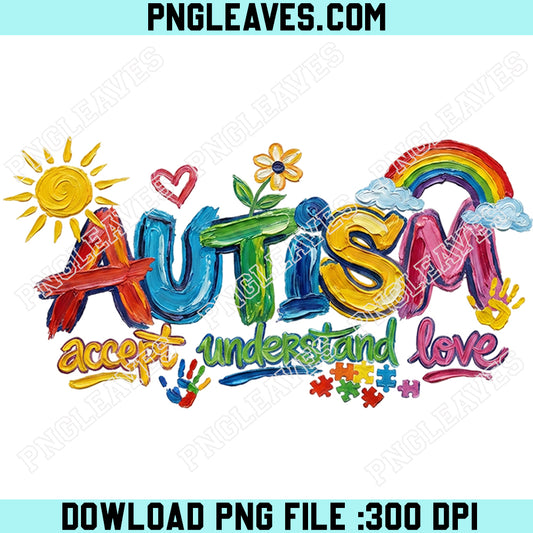 Accept Understand Love Autism Png, Autism Awareness Rainbow Graffiti Png
