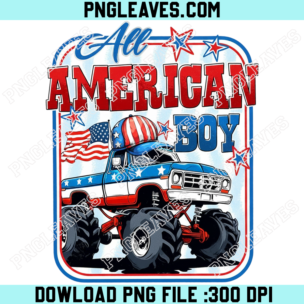 All American Boy Truck Png, American Flag Png, Happy 4th of July Png, Retro USA Png