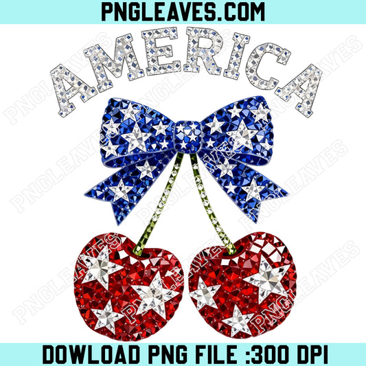 America Cherry Rhinestone PNG, Patriotic Stars Sparkle Bling Crystal Mosaic Png
