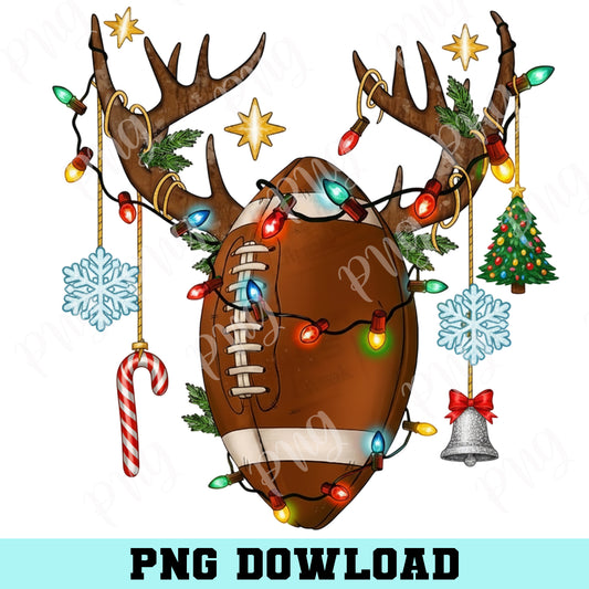 American Football Christmas Png, Merry Christmas Football Png