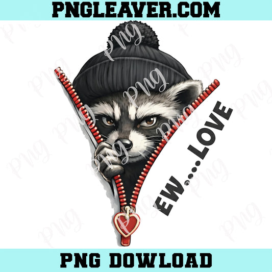 Anti Valentine Raccoon Png, Ew Love PNG, Single Girls Png
