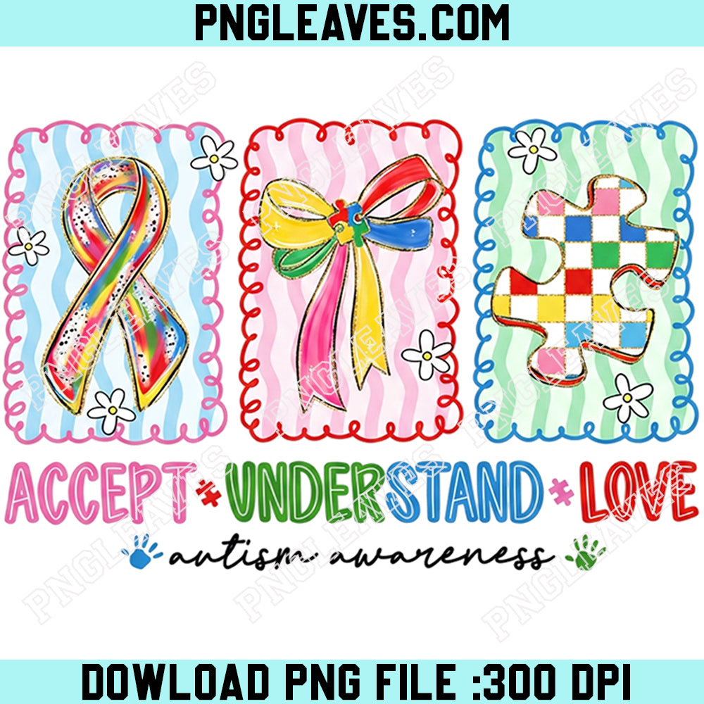 Autism Accept Understand Love Png, Autism Mom Checker Png, Autism Bow Png