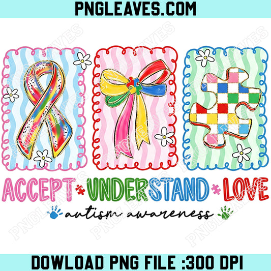 Autism Accept Understand Love Png, Autism Mom Checker Png, Autism Bow Png