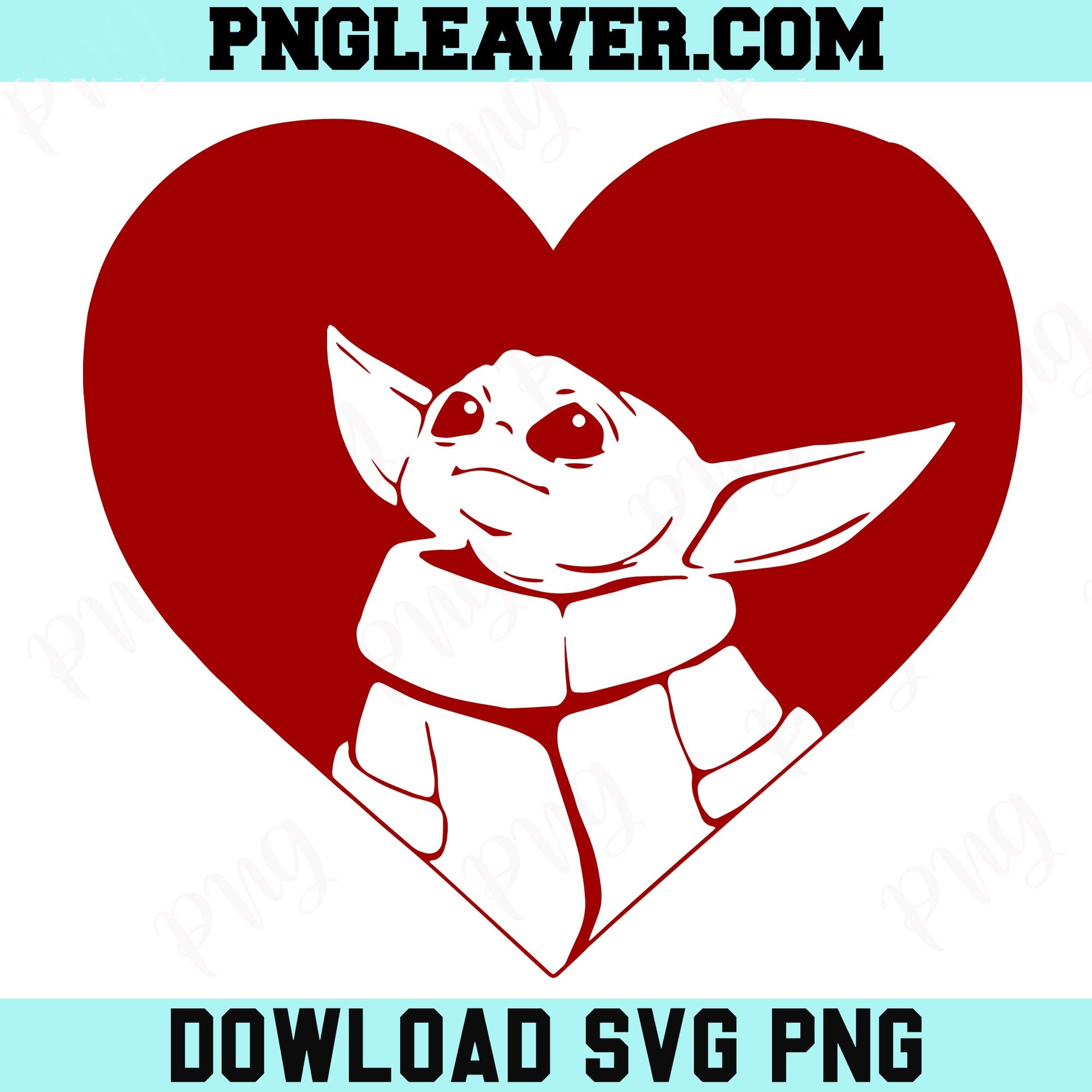Baby Yoda Heart Red Svg Png, Baby Yoda Valentines Day Svg