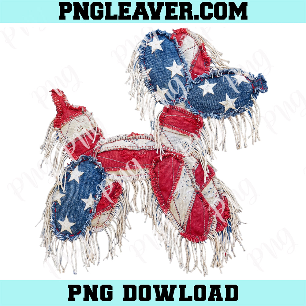 Balloon Dog 4th of July Png, USA Png, 4th of July Png, Faux Patchwork 4th of July Png, Balloon Dog Png