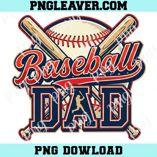 Baseball Dad Vintage Retro Sports Typography Png, Baseball Dad Png