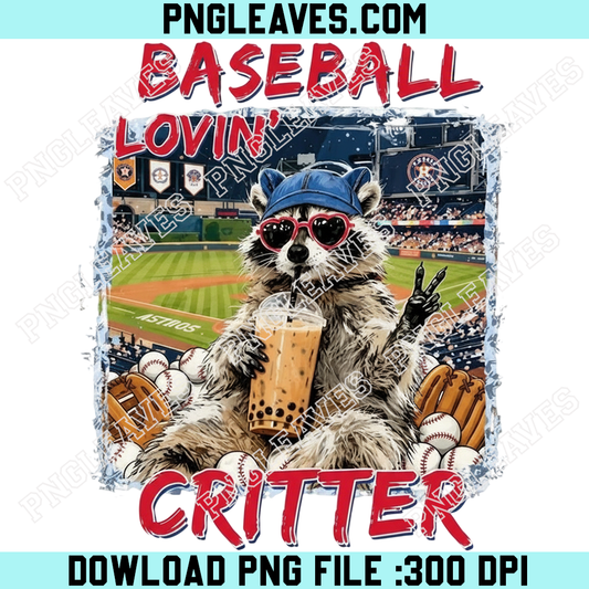 Baseball Lovin Critter Png, Raccoon Stadium Png, Trash Panda Sports Png
