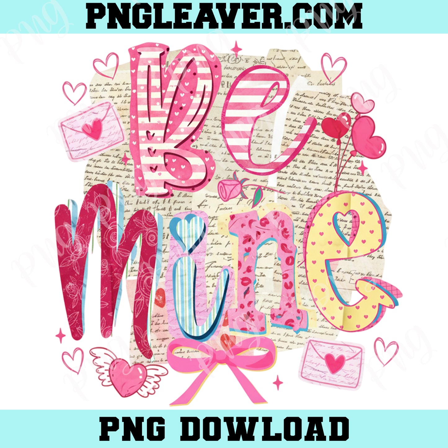 Be Mine Tear And Paste Png, Vintage Coquette Valentine Png, Brushstroke Valentine Png