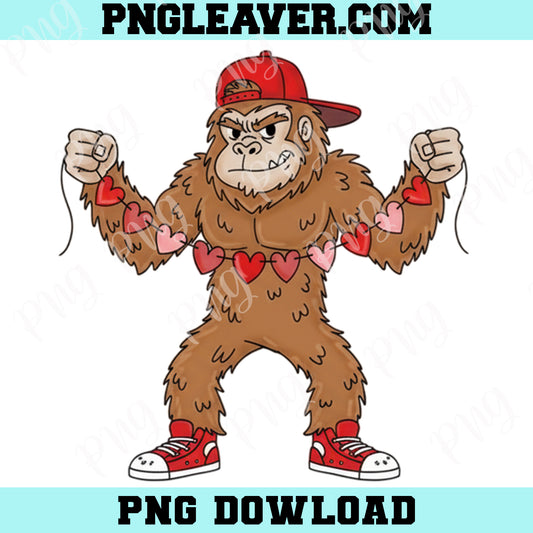 Bigfoot Valentines Gangter PNG, Sasquatch Valentines Bigfoot Png