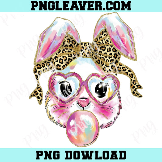 Brushstroke Glitter Bunny Easter Png, Coquette Easter PNG, Cute Easter Png, Brushstroke Leopard Print Bunny Png