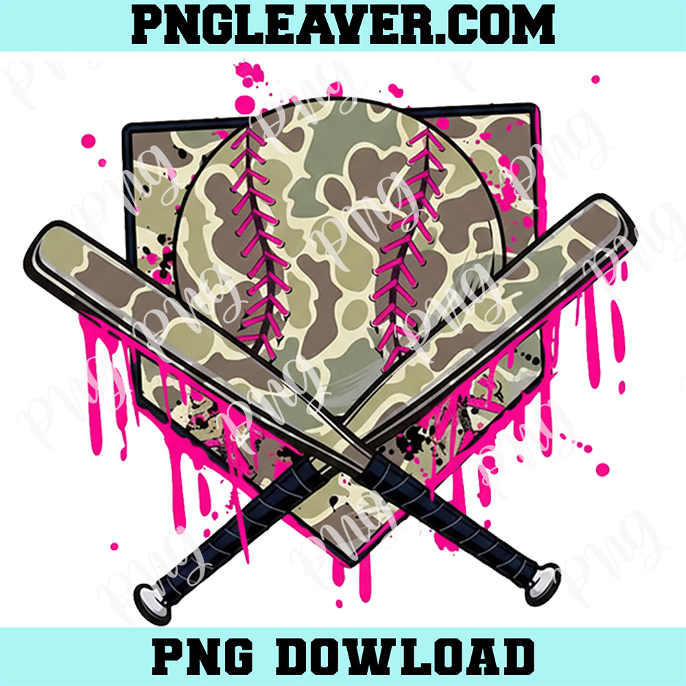 Camo Baseball Drip New Png, Girl Camo Baseball Design Png, Boys Baseball Png