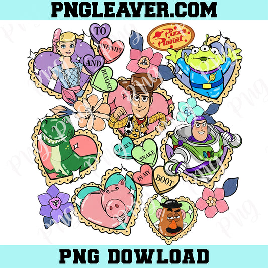 Cartoon Toy Characters Heart Png, Toy Family Squad Png, Family Vacation Png