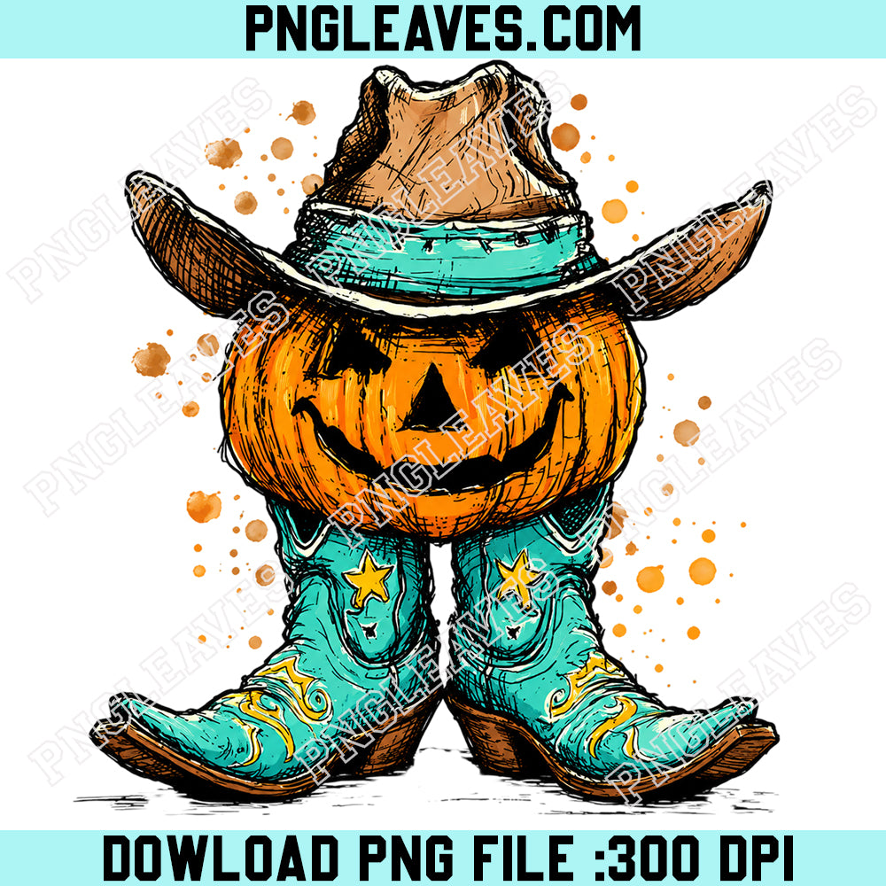 Western Pumpkin Cute PNG, Pumpkin Boots PNG, Halloween Western Fall Png