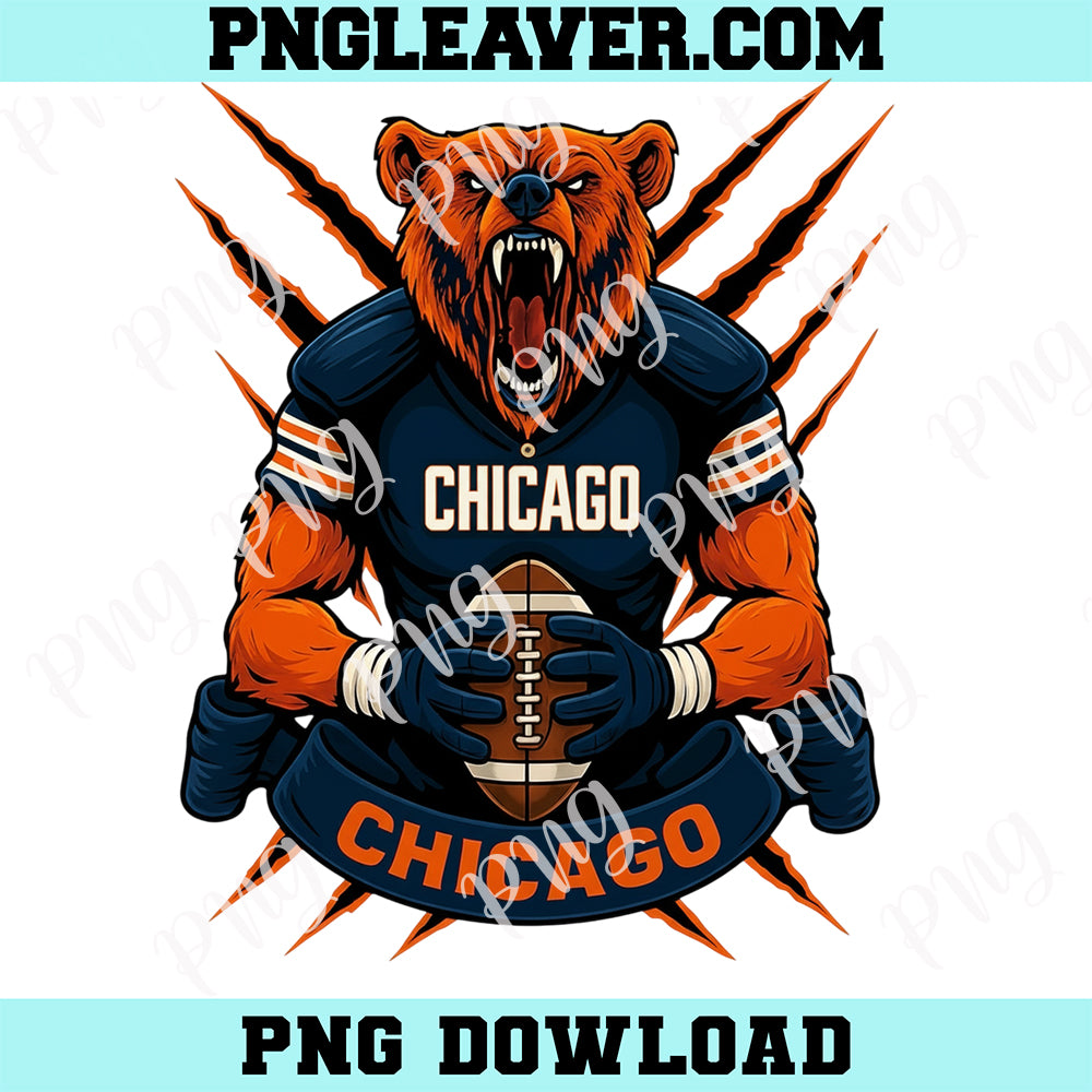 Chicago Football Bear New PNG, Chicago Design Png, Football Bear Png
