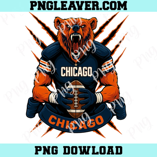 Chicago Football Bear New PNG, Chicago Design Png, Football Bear Png