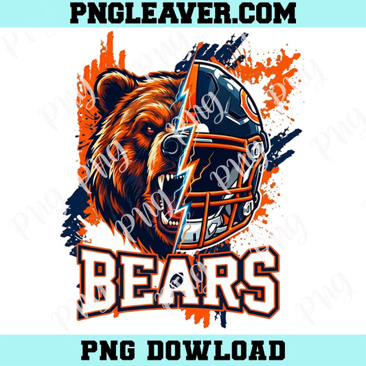 Chicago Football Bear Design PNG, Bears Football Png, Bears Lover Football State Team Mascot Stylish Design Png