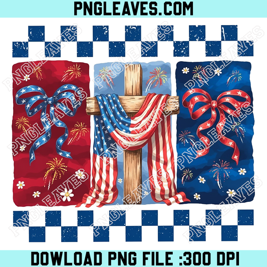 Christian 4th Of July Png, Patriotic Shirt Independence Day Png, American Flag Cross Png