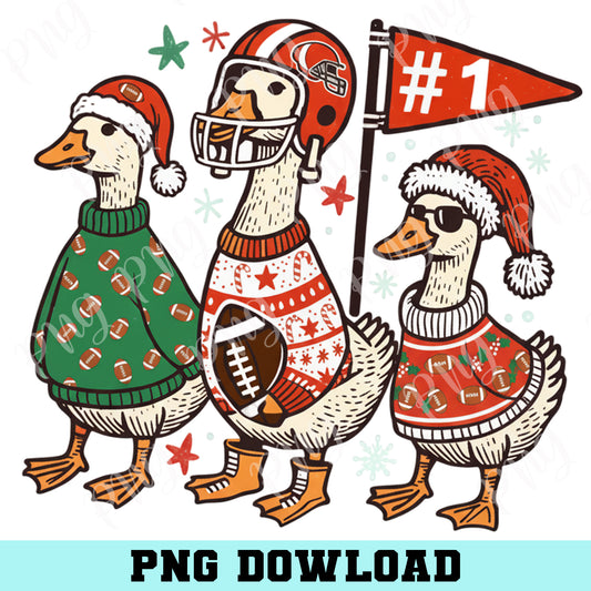 Christmas Football Goose PNG, Trendy Christmas Geese Football shirt design, Christmas Goose Football Mama Png