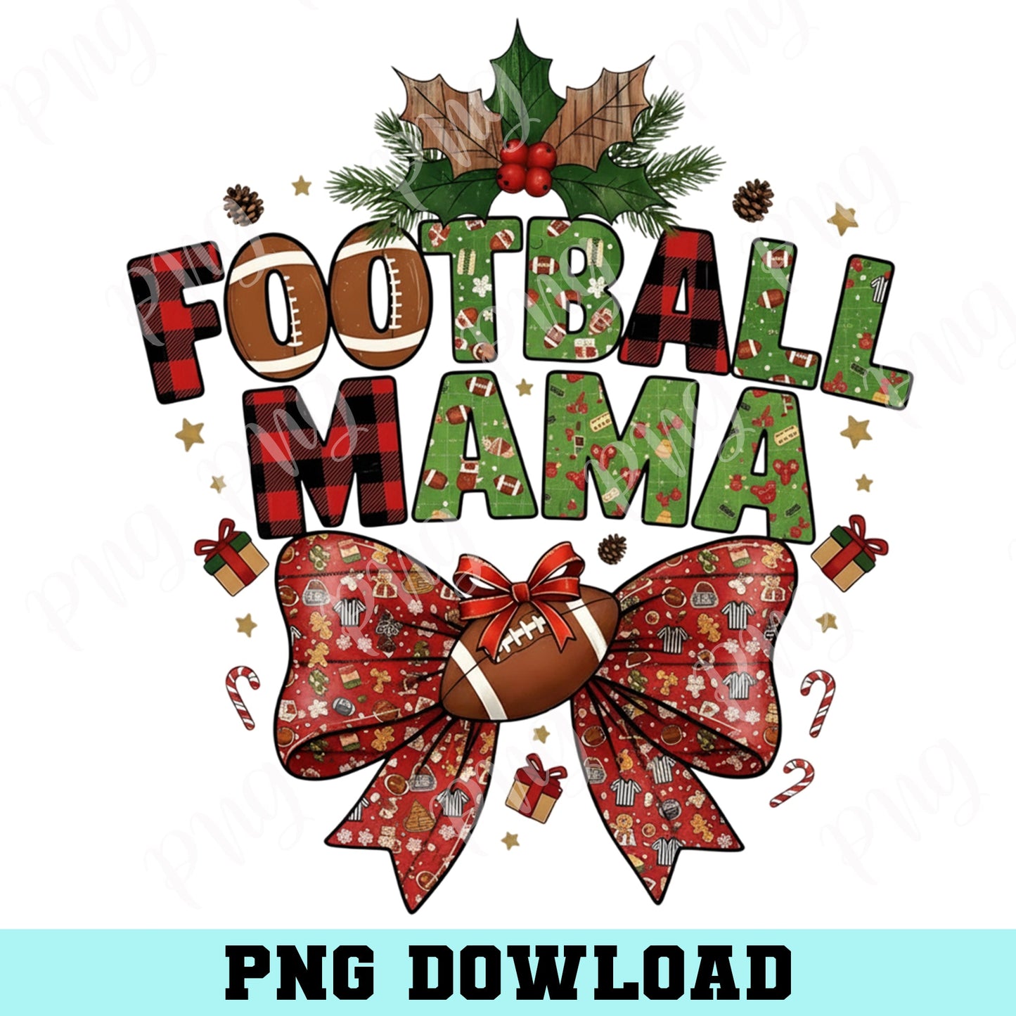 Christmas Football Mama PNG,  Football Holiday Png, Football Mama Design