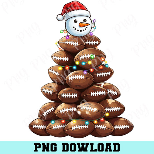 Christmas Tree Football Snowman Png, Football Mom Xmas Tree Png, Mom Christmas Png
