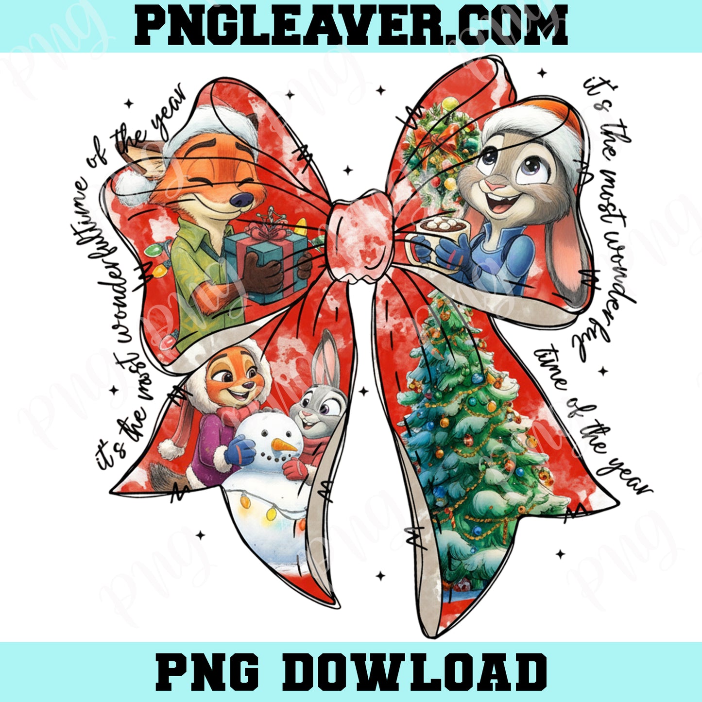 Christmas Bunny and Fox Clipart, Couple Fox and Bunny PNG, Retro Family Vacay PNG