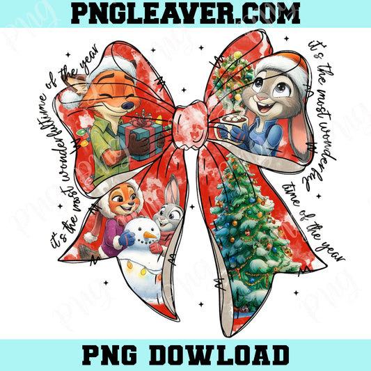 Christmas Bunny and Fox Clipart, Couple Fox and Bunny PNG, Retro Family Vacay PNG