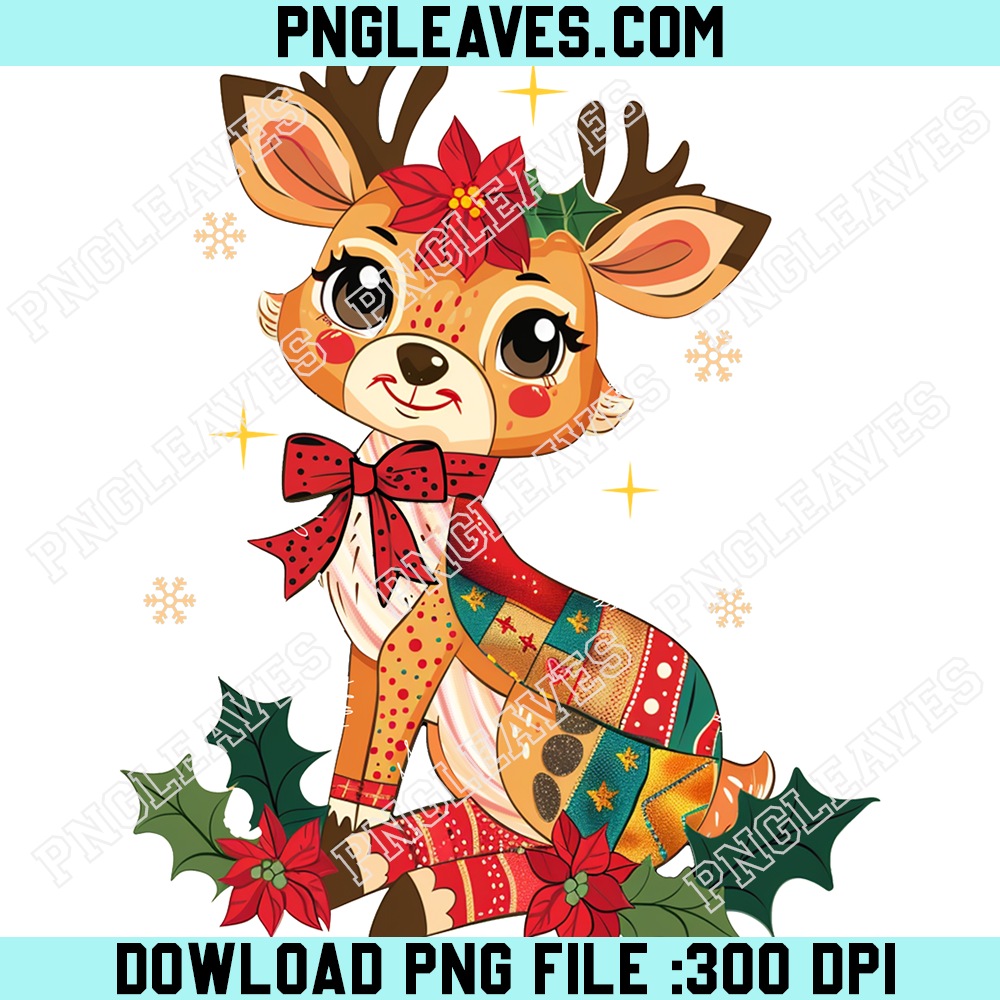 Christmas Deer Patchwork PNG, Christmas Deer PNG