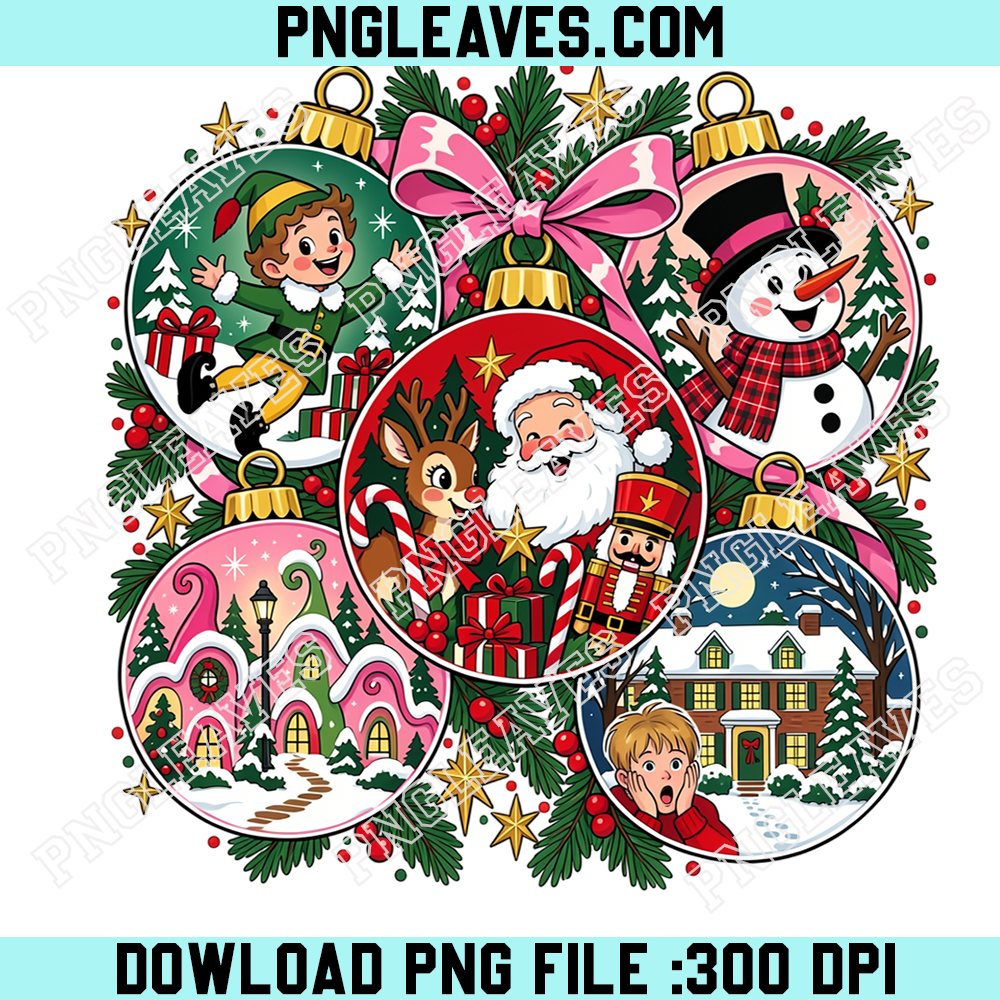 Christmas Story Ornament Collection PNG, Santa Snowman Elf and Winter Village Design