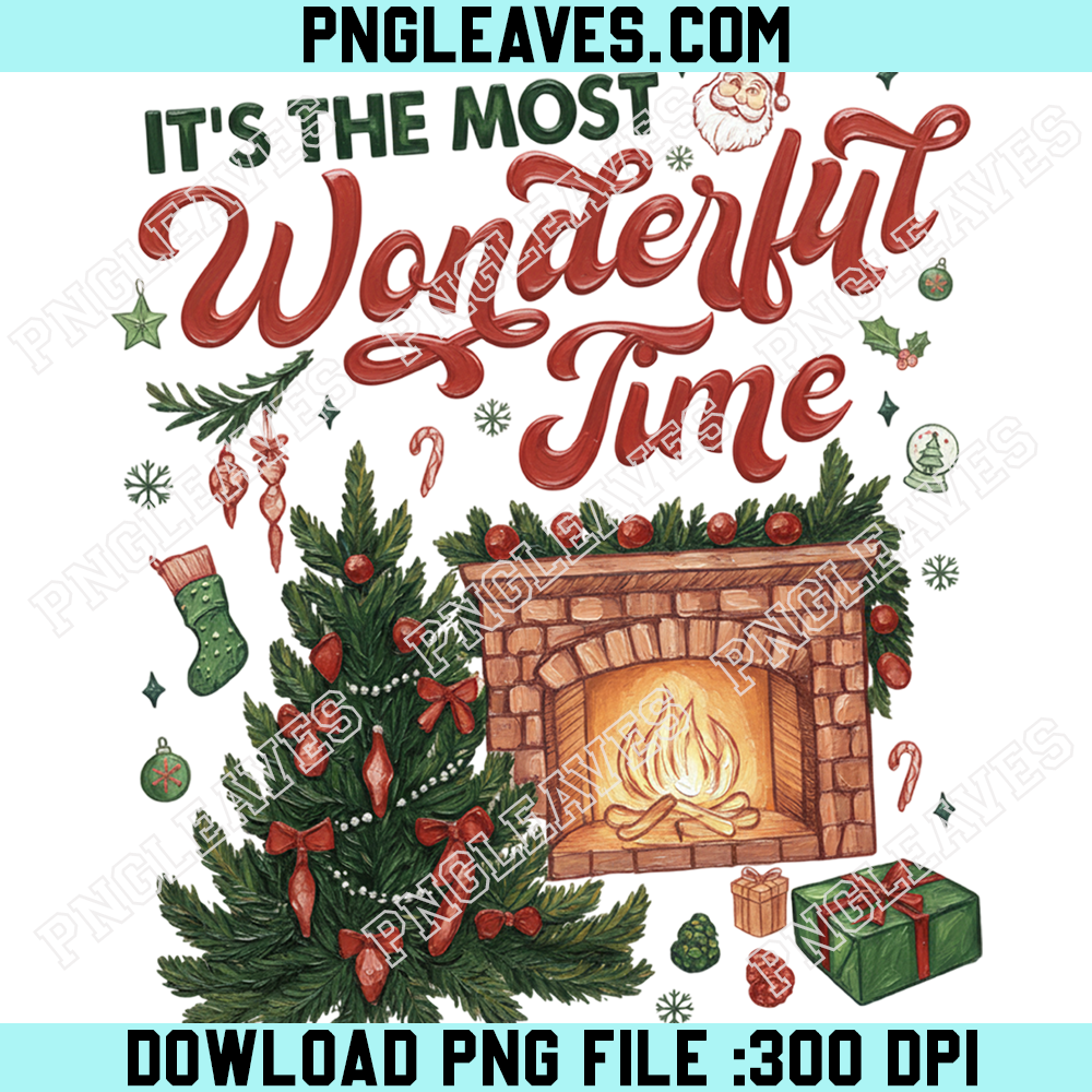 It's The Most Wonderful Time PNG File, Christmas PNG, Vintage Christmas PNG