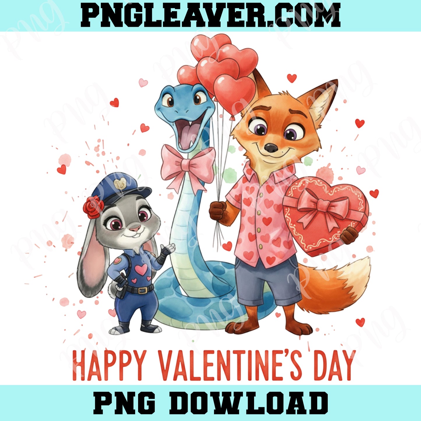 Happy Valentine Zootopia PNG, Nick And Judy Png, And Gary De Snake Valentine Png
