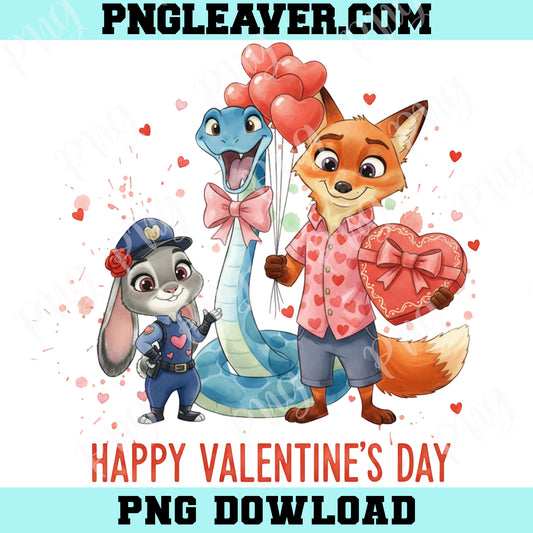 Happy Valentine Zootopia PNG, Nick And Judy Png, And Gary De Snake Valentine Png