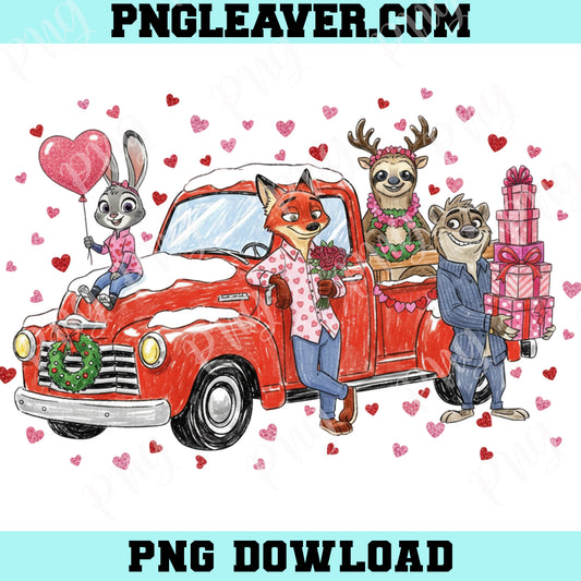 Valentine Car Zootopia PNG, Zootopia Fox And Bunny Judi and Nik PNG Cartoon Valentine Png