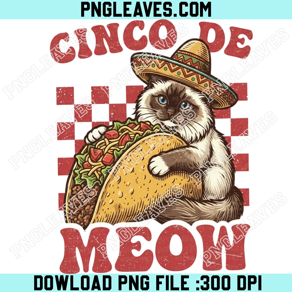 Meow Cat Taco Cinco De PNG SVG, Funny Cinco De Mayo Kitten Png