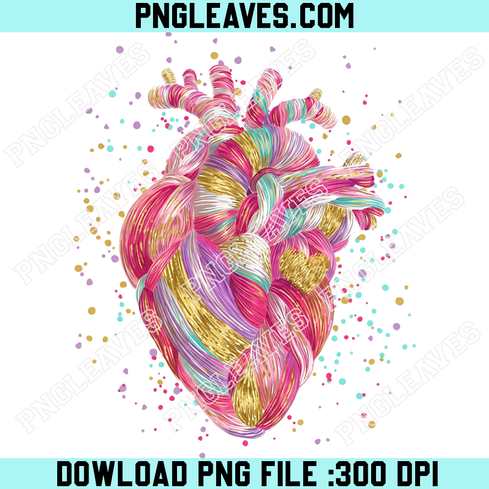 Latch Hook Yarn Crochet Heart Design PNG, Colorful Heart Valentines Faux Yarn PNG, Retro Valentine PNG