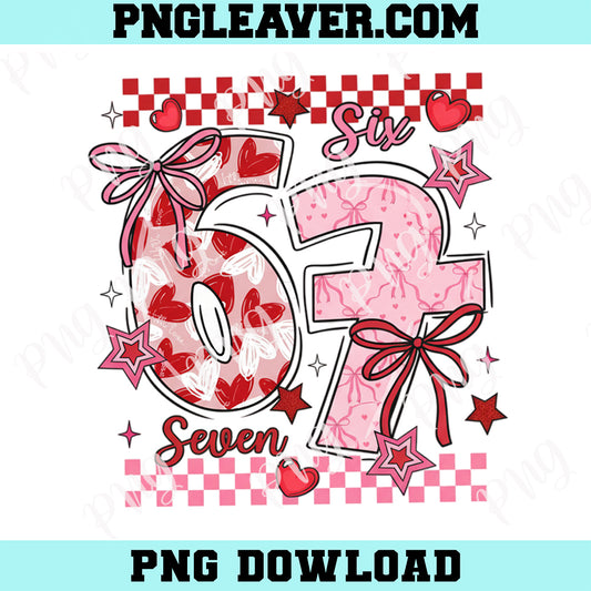 6 7 Valentine Bow Png, 6 7 Valentine Day Design Png, 6 7 Xoxo Png
