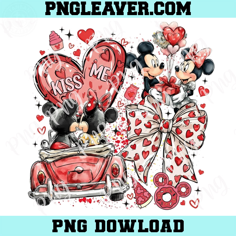 Mouse Couple Design Valentine Png, Coquette Hand Drawn Very Happy Valentine Day Png, Pink Valentine Cartoon Couple Png