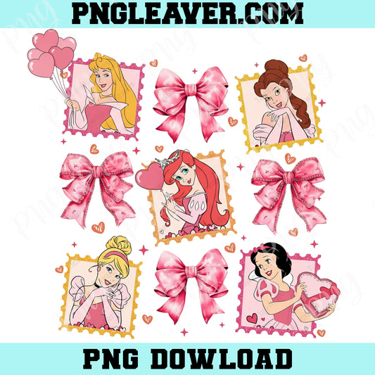 Coquette Princess Valentine Heart Png, Princess Cartoon Characters Png, Princess Retro Valentine Png