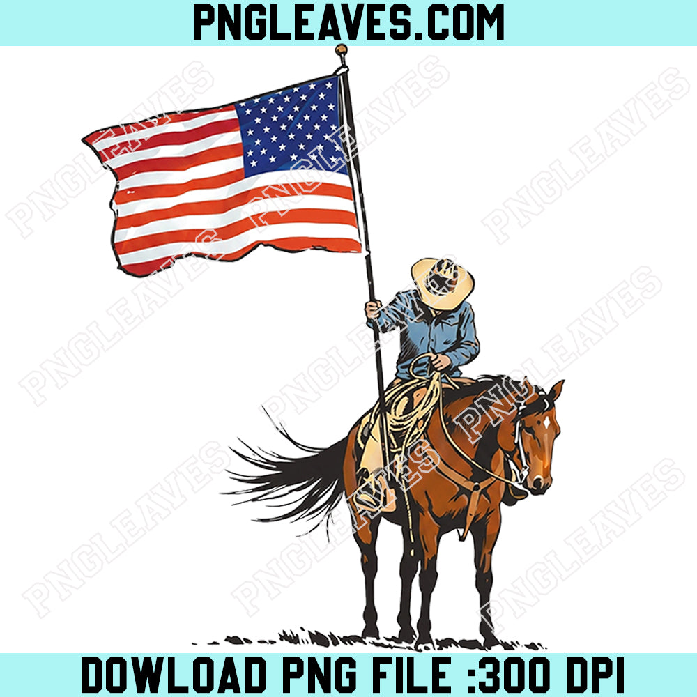 Cowboy American Flag PNG, Western Patriotic Design Png, 4th of July Png