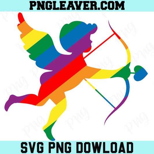 Cupid Rainbow Svg Png, Cupid Lgbt Svg, Valentine Cupid Rainbow Svg