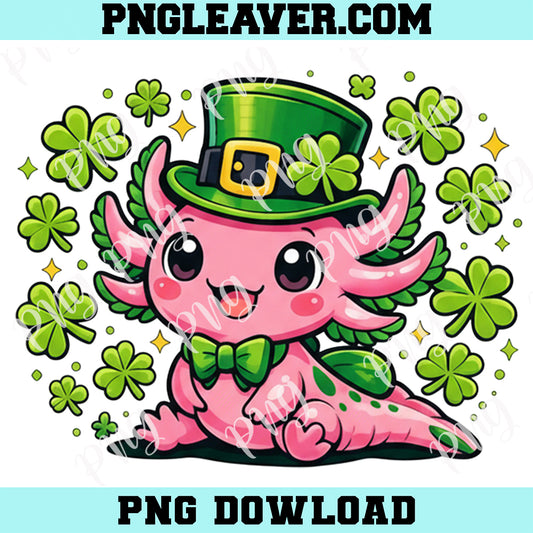 Cute Axolotl Kawaii St Patricks Day PNG, Shamrock Axolotl Gift, Axolotls Lover PNG