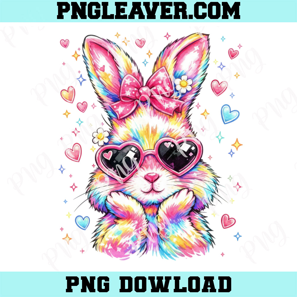 Rabbit Easter Cute Watercolor Png, Cute Coquette Tie Dye Rabbit Easter Bunny Women Girl Png