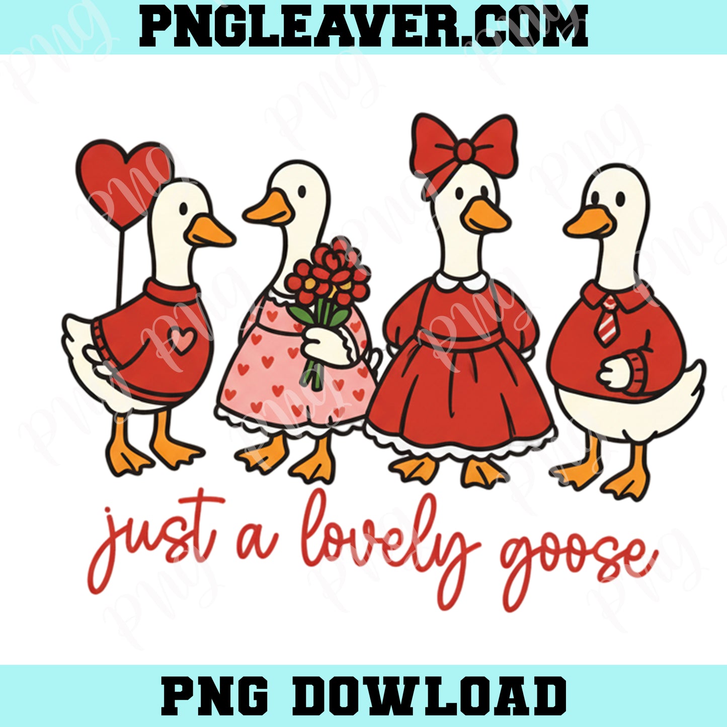 Cute Lovely Goose Coquette Png, Valentine Goose Png, Duck valentines Png, Silly Goose Valentines,